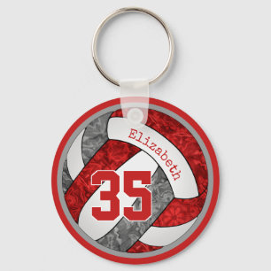 red gray custom girls volleyball team colors key ring