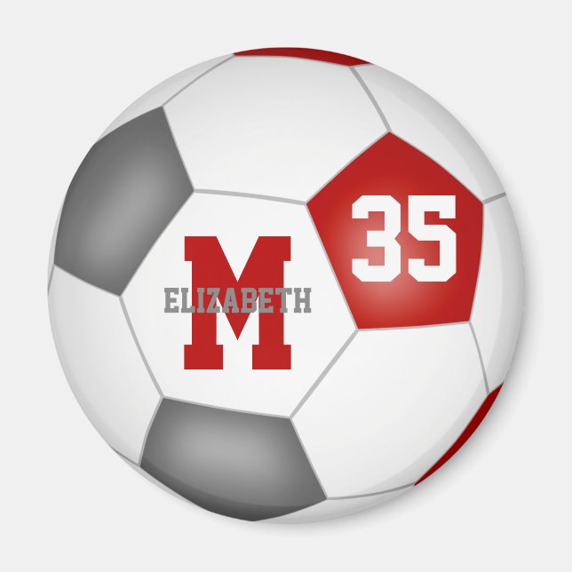 red gray custom soccer team colors magnet (Front)