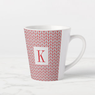 RED GRAY KNIT Latte Mug + Initial