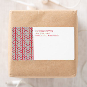 RED GRAY KNIT Shipping Address Labels