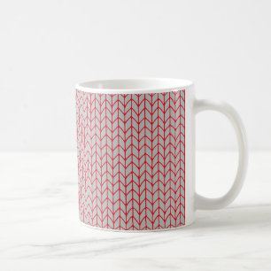 RED GRAY KNIT White Mug
