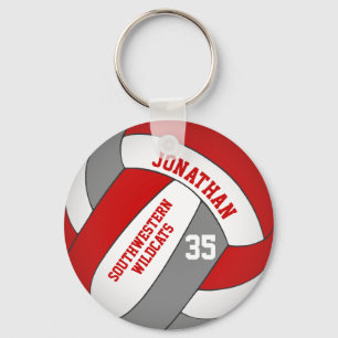 red gray volleyball player and team name key ring