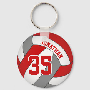 red gray volleyball player name jersey number key ring