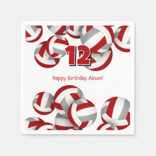 red gray volleyballs girls boys birthday party napkin