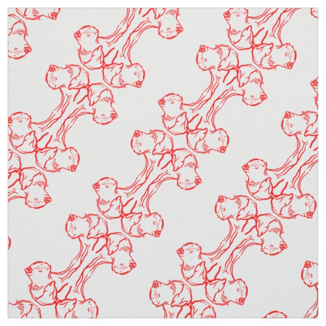 Red Great Danes on cotton Fabric (Swatch)