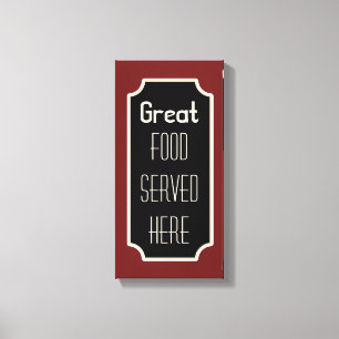 Red Great Food Sign Canvas