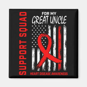 Red Great Uncle Heart Disease Awareness Flag Graph Magnet