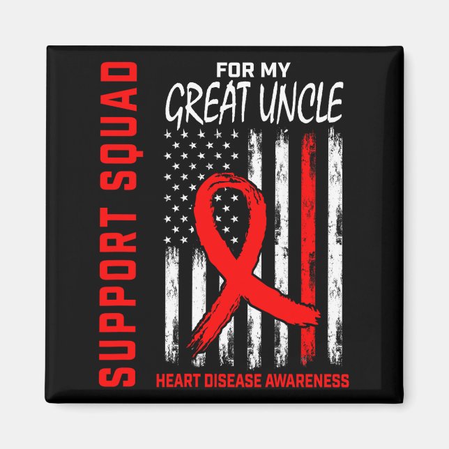 Red Great Uncle Heart Disease Awareness Flag Graph Magnet (Front)