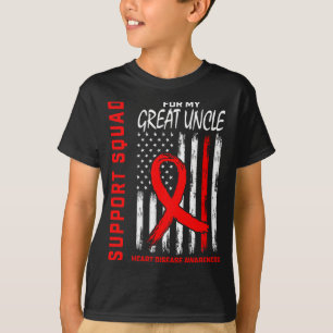 Red Great Uncle Heart Disease Awareness Flag Graph T-Shirt