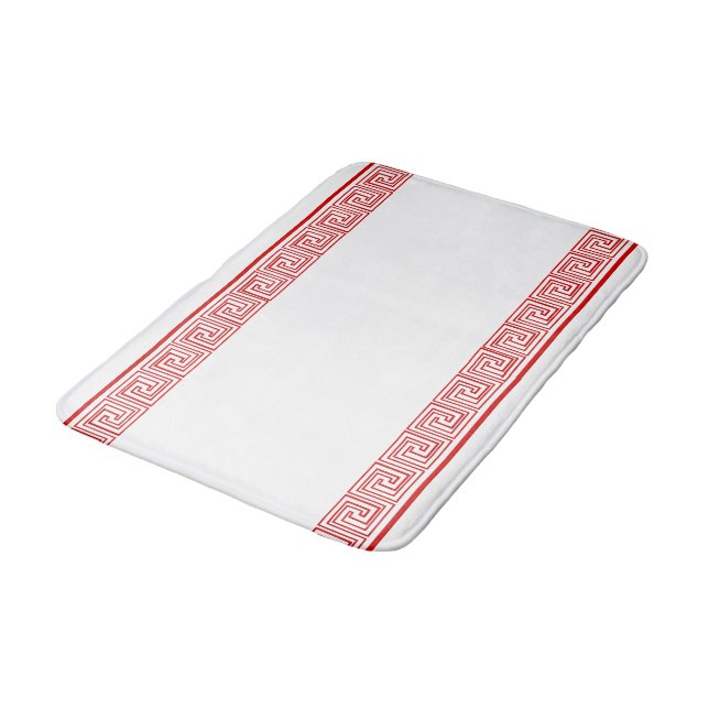 Red Grecian Frieze Design Bath Mat (Angled)