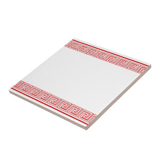 Red Grecian Frieze Pattern Tile
