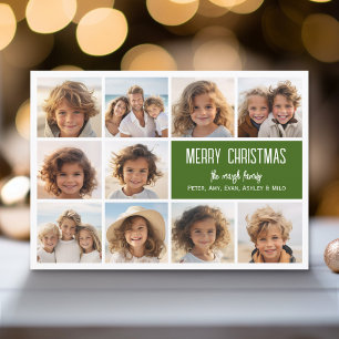 Red Greed Retro Stripes - 10 Photo Holiday Card