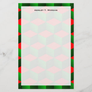 Red & Green 3D Look Cubes Christmas Fancy Envelope Stationery