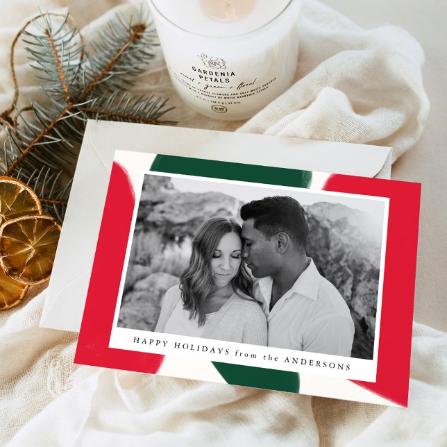 Red & Green Abstract Shapes | Holiday Photo Card (Creator Uploaded)