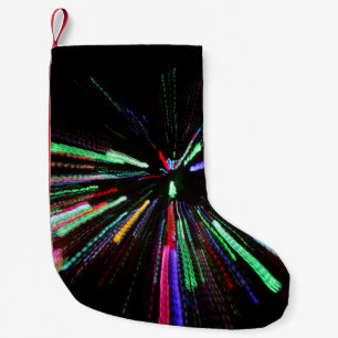 Red, green, and blue abstract painting small christmas stocking
