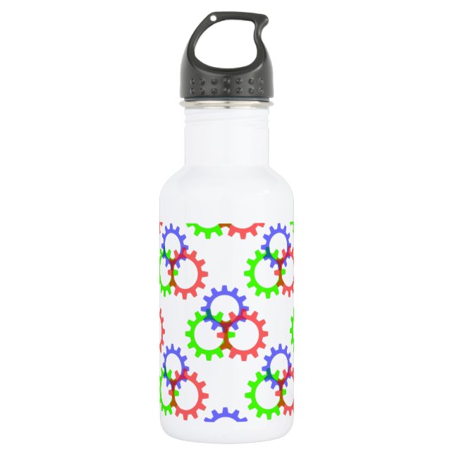 Red, Green and Blue Gears 532 Ml Water Bottle (Front)