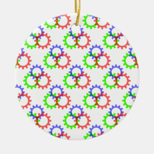 Red, Green and Blue Gears Ceramic Tree Decoration