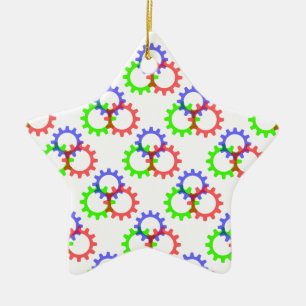 Red, Green and Blue Gears Ceramic Tree Decoration
