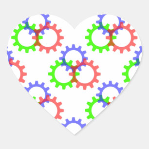 Red, Green and Blue Gears Heart Sticker