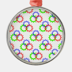 Red, Green and Blue Gears Metal Tree Decoration