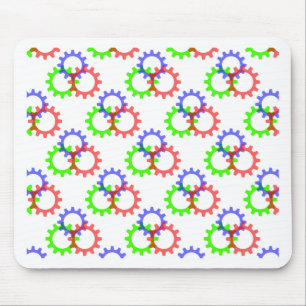 Red, Green and Blue Gears Mouse Mat