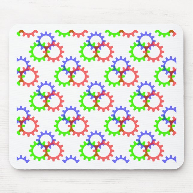 Red, Green and Blue Gears Mouse Mat (Front)