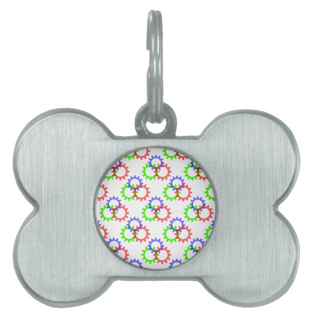 Red, Green and Blue Gears Pet ID Tag (Front)
