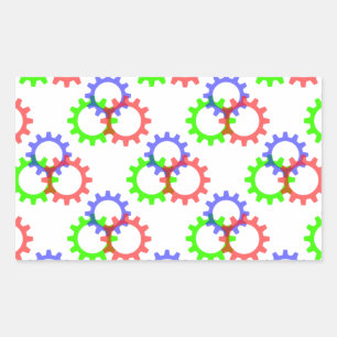 Red, Green and Blue Gears Rectangular Sticker