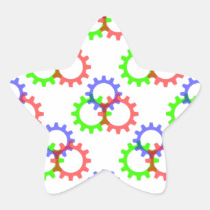 Red, Green and Blue Gears Star Sticker