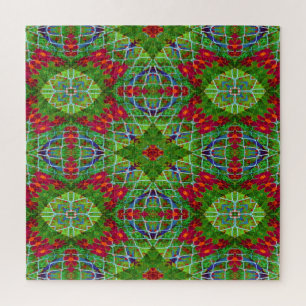 Red, Green and Blue Geometric 2204 Jigsaw Puzzle