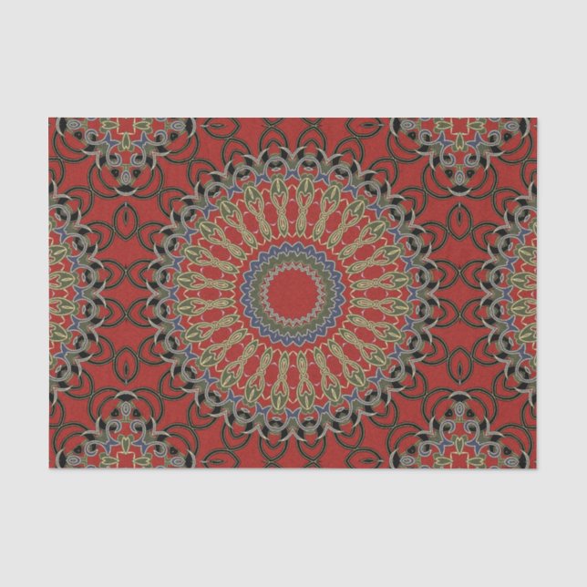 Red, Green and Blue Mandala Tissue Paper (Front)