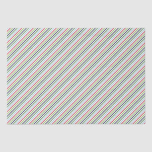 Red, Green and Blue Stripes Christmas Pattern Tissue Paper