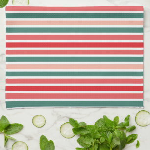 Red, Green and Blush Festive Stripe Kitchen Towels