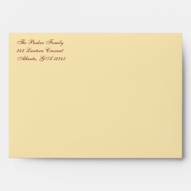 Red, Green, and Cream Envelope for 5"x7" Sizes (Front)