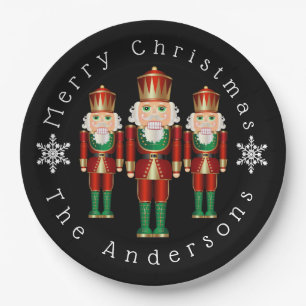 Red Green and Gold Christmas Nutcrackers Paper Plate
