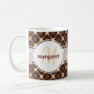 Red Green and Gold Monogram Coffee Mug