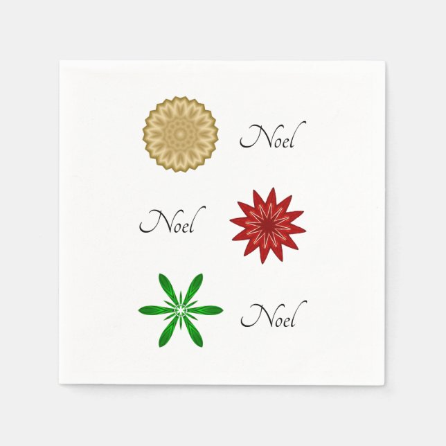Red Green and Gold Noel Napkin (Front)