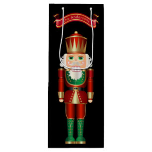 Red Green and Gold Nutcracker  Wine Gift Bag