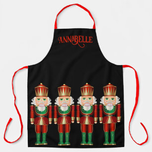 Red Green and Gold Nutcrackers Personalise Apron