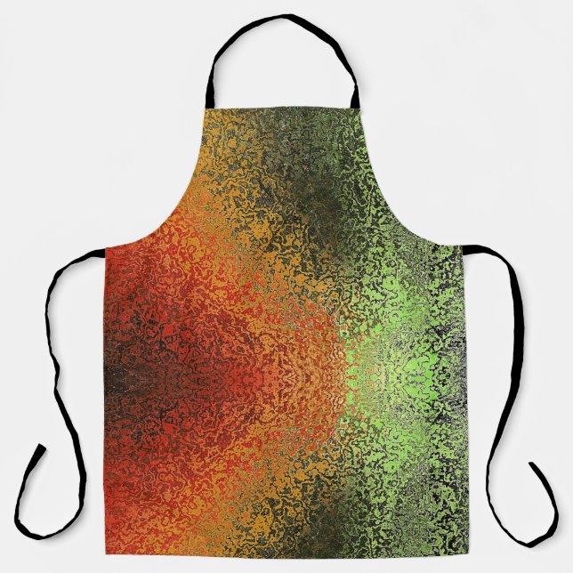Red Green And Gold Pattern  Apron (Front)