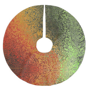 Red Green And Gold Pattern  Brushed Polyester Tree Skirt