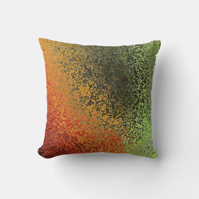 Red Green And Gold Pattern Cushion (Front)