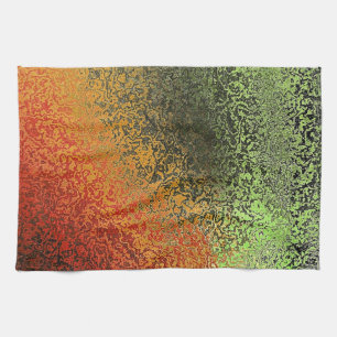 Red Green And Gold Pattern Tea Towel
