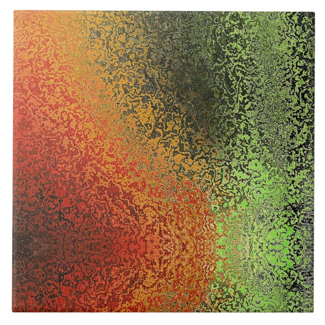 Red Green And Gold Pattern  Tile (Front)