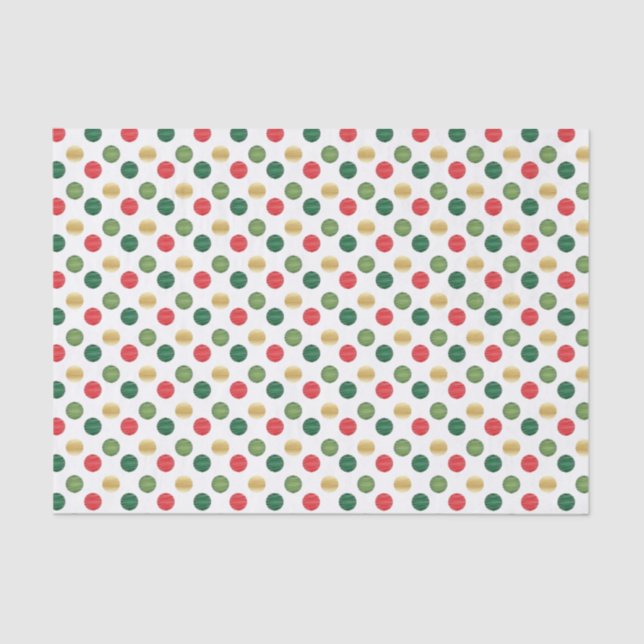 Red, Green and Gold Polka Dots Tissue Paper (Front)