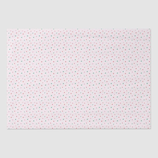Red, Green and Pink Polka Dots Christmas Pattern Tissue Paper (Front)