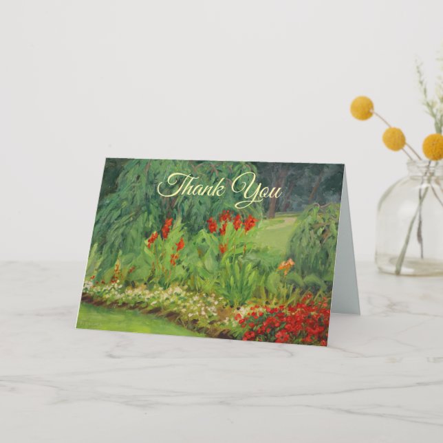 Red Green and Purple Floral  Thank You Card (Front)