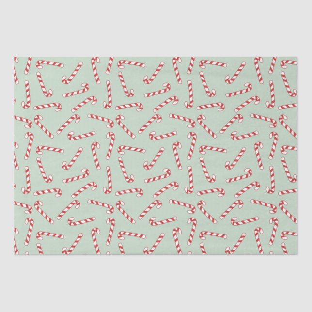 Red, Green and White Candy Cane Christmas Pattern  Tissue Paper (Front)