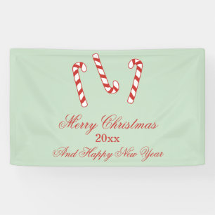 Red, Green and White Candy Canes Christmas Banner
