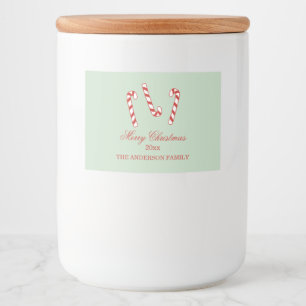 Red, Green and White Candy Canes Christmas    Food Label